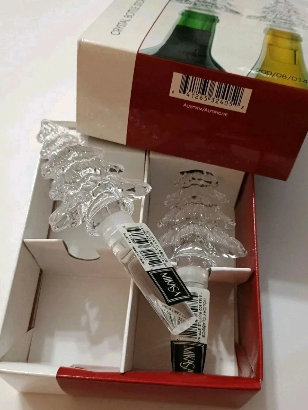 Mikasa Crystal Holiday Time Christmas Tree Liquor Wine Bottle Stopper Austria